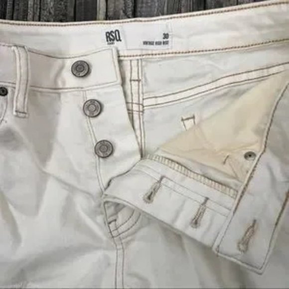 RSQ off white vintage high rise distressed shorts - Picture 2 of 5